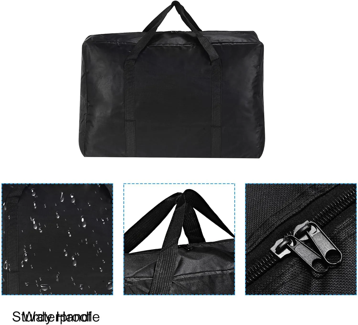 PATIKIL 26" Camp Chair Replacement Bag, Oversize Storage Duffle Bag Waterproof Moving Bag with Zipper Foldable Canvas Tote Bag for Travel Camping, Black (26"x18.5"x7.8")