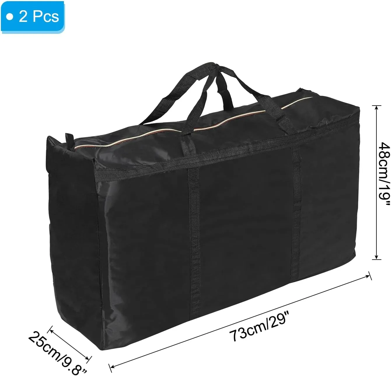 PATIKIL 29" Large Moving Bag for Travel, 2 Pack 210D Oxford Waterproof Storage Bag with Double Zippers Duffle Bag for Storage Packing Home Traveling Camping, Black (29"x9.8"x19")