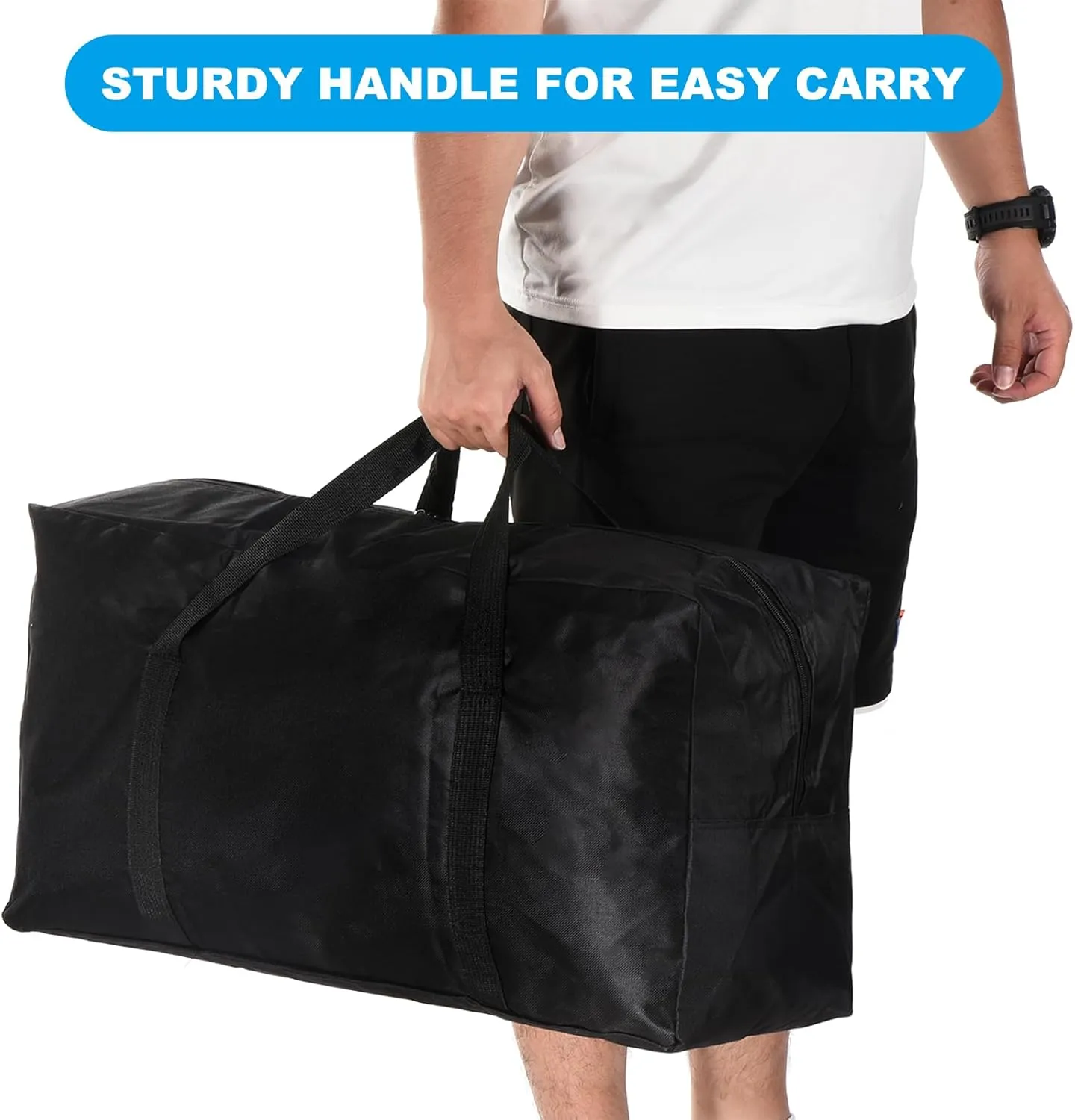 PATIKIL 29" Large Moving Bag for Travel, 2 Pack 210D Oxford Waterproof Storage Bag with Double Zippers Duffle Bag for Storage Packing Home Traveling Camping, Black (29"x9.8"x19")