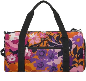 Peach And Purple Flowers Gym Bag Sport Gym Tote Bag Lightweight Duffle Bag Carry On Weekender Bags for Women Men