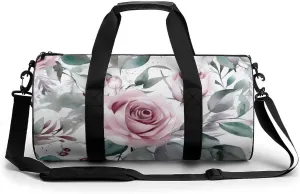 Peach Roses And Leaves Gym Bag Sport Gym Tote Bag Lightweight Duffle Bag Carry On Weekender Bags for Women Men