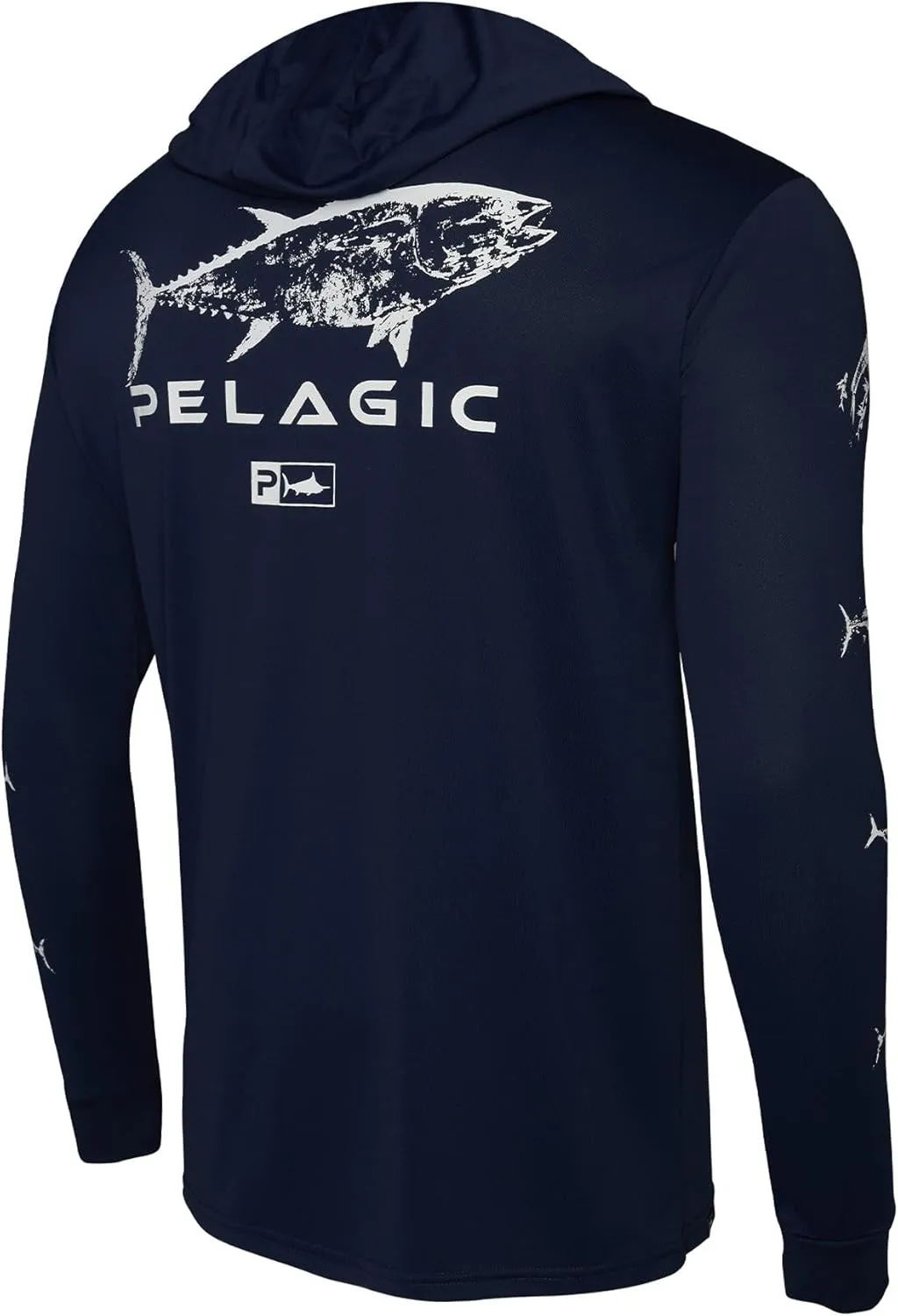 PELAGIC Men's Aquatek Gyotaku Hooded Fishing Shirt, Long Sleeve, UPF 50  Protection, Ultra Soft Feel