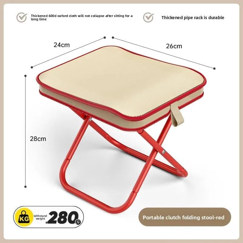 Pencil Case Folding Stool Fishing Chair Portable Outdoor Mazar Camping Subway (Cherry Powder)