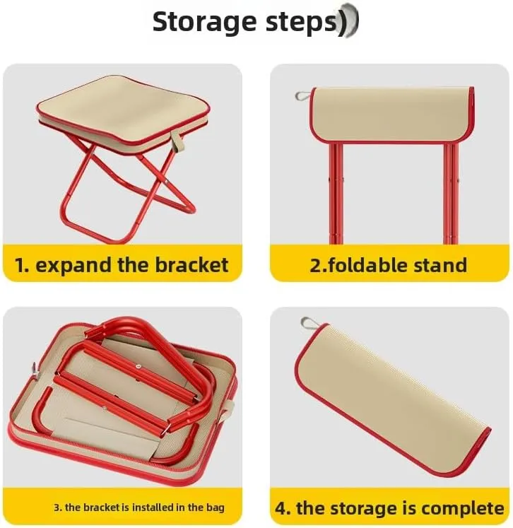 Pencil Case Folding Stool Fishing Chair Portable Outdoor Mazar Camping Subway (Cherry Powder)