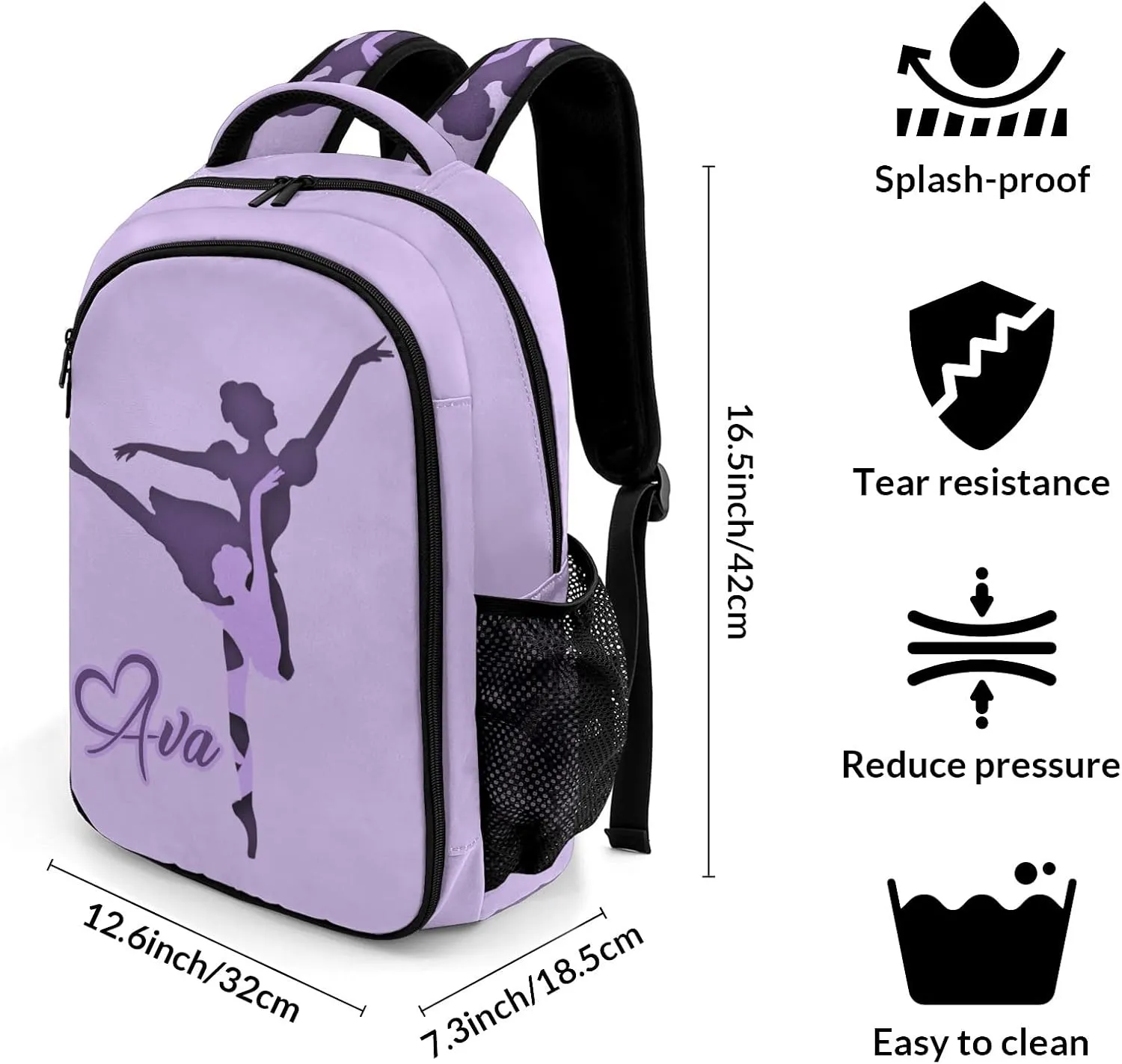 Personalized Ballet Girl Purple Backpack Casual Bag Daypack Laptop Bag for Family Party Gift