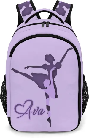 Personalized Ballet Girl Purple Backpack Casual Bag Daypack Laptop Bag for Family Party Gift