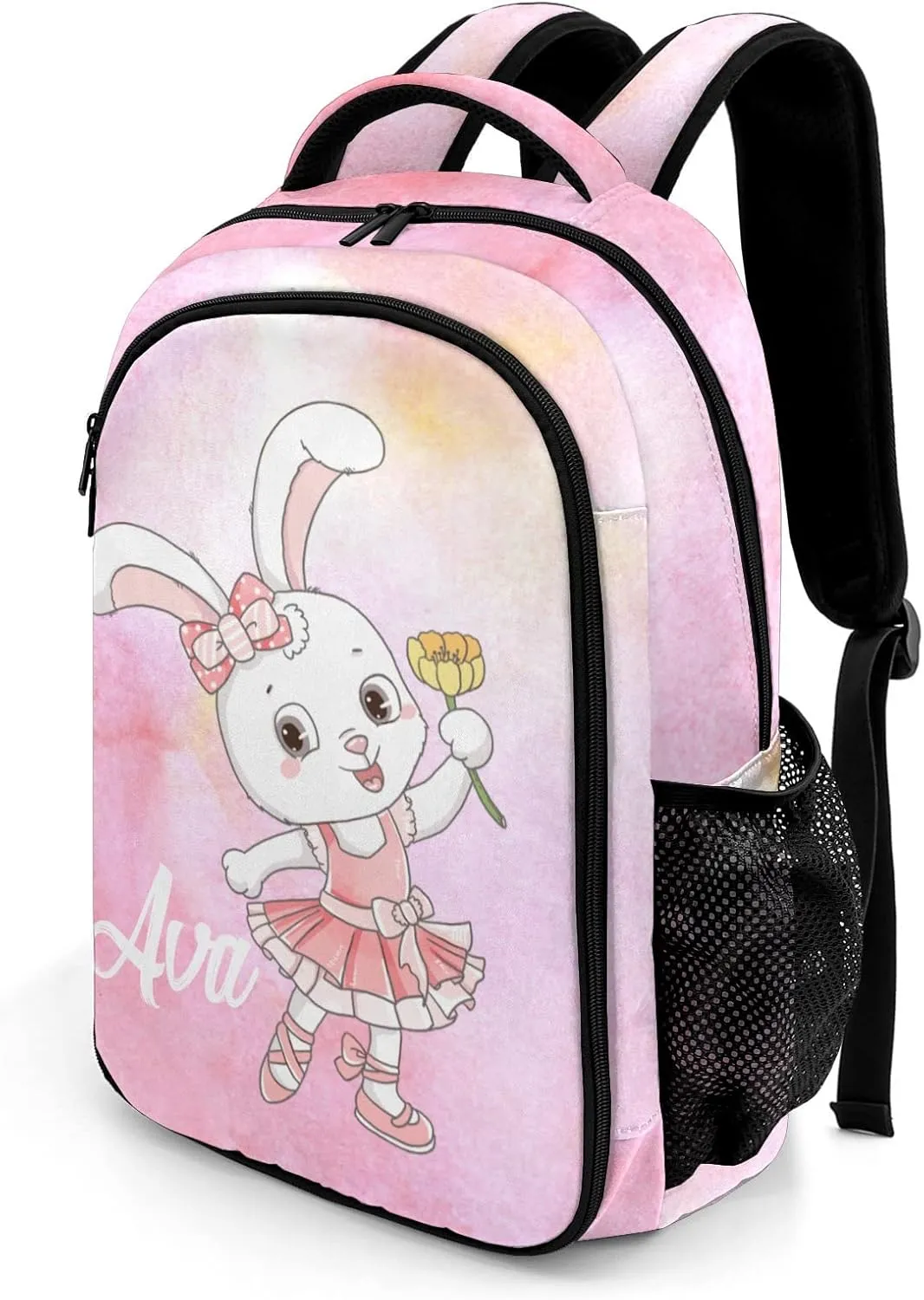 Personalized Ballet Rabbit Pink Backpack Casual Bag Daypack Laptop Bag for Family Party Gift