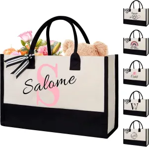 Personalized Canvas Beach Bag Custom Canvas Tote bag Customized Handles Bag Gift for Women Wedding Bridesmaid