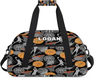 Personalized Cheer Bag Boy Sport Duffel Bag, Sports Basketball Pattern Customize Travel Duffle Bag, Overnight Weekender Bags, School Perform Cheer Bag