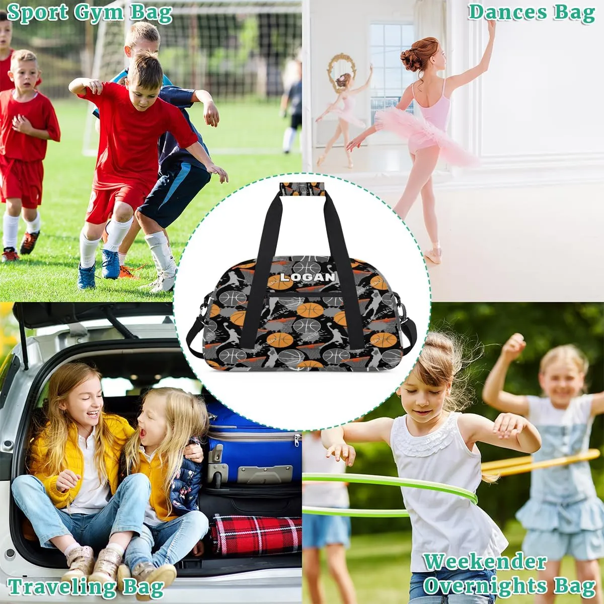 Personalized Cheer Bag Boy Sport Duffel Bag, Sports Basketball Pattern Customize Travel Duffle Bag, Overnight Weekender Bags, School Perform Cheer Bag