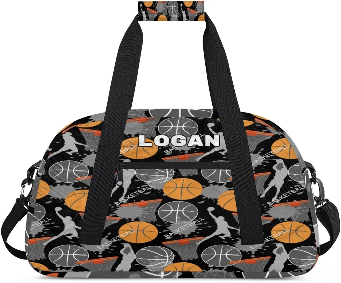 Personalized Cheer Bag Boy Sport Duffel Bag, Sports Basketball Pattern Customize Travel Duffle Bag, Overnight Weekender Bags, School Perform Cheer Bag