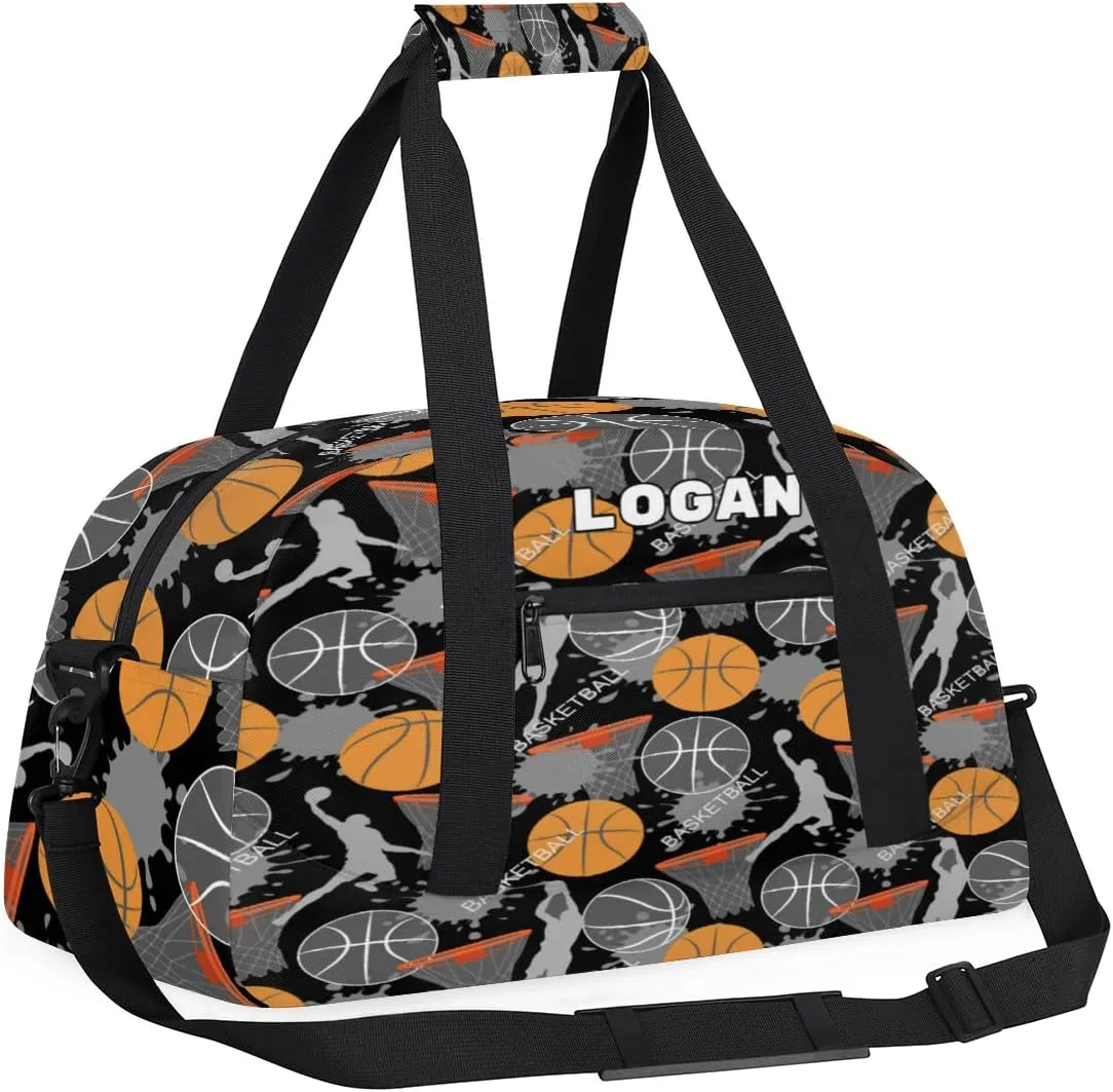 Personalized Cheer Bag Boy Sport Duffel Bag, Sports Basketball Pattern Customize Travel Duffle Bag, Overnight Weekender Bags, School Perform Cheer Bag