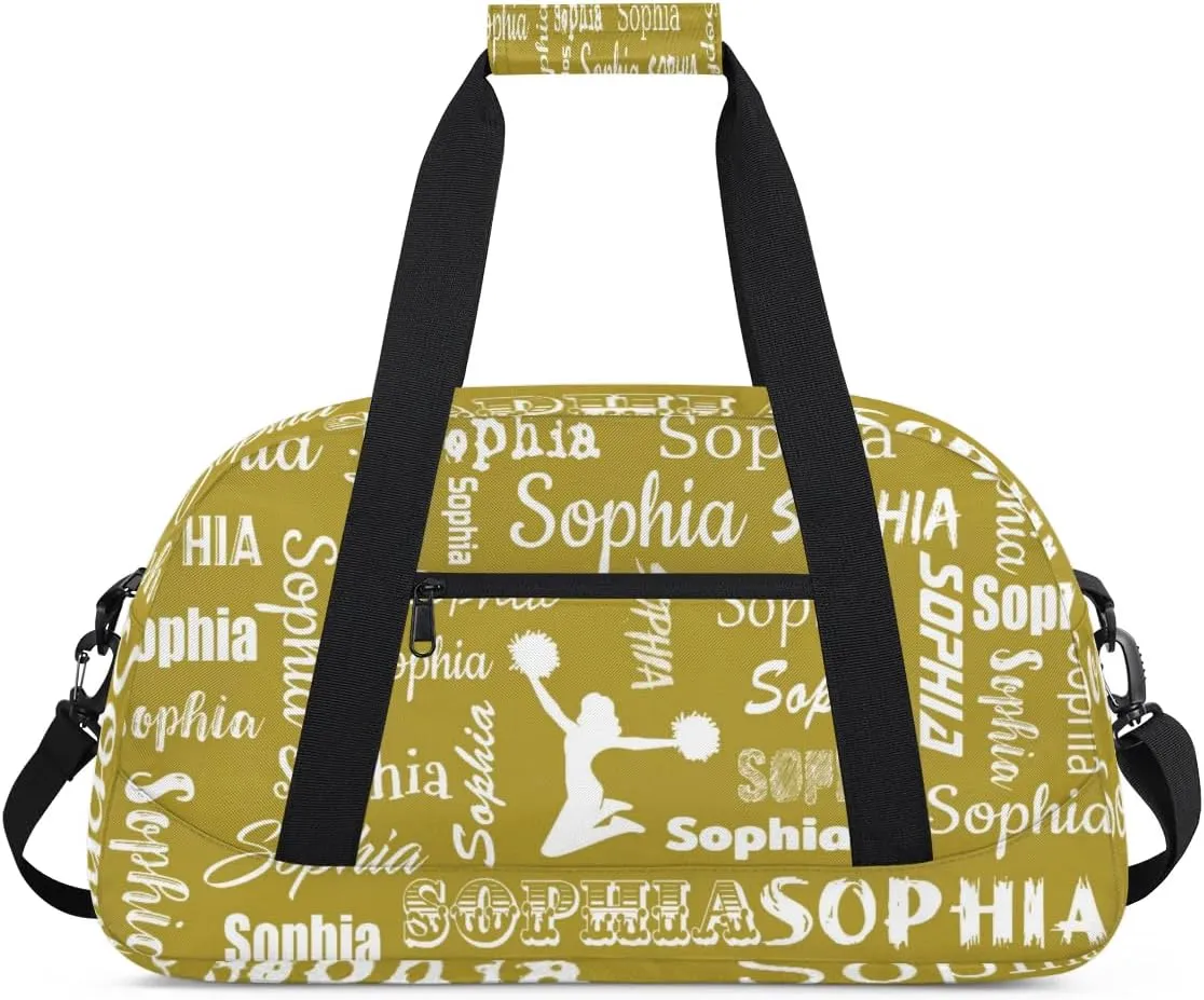 Personalized Cheer Bag Name Custom Sport Duffel Bag Dance Bag, Overnight Weekender Bags Cheerleader Personalized Gymnastics Bag Cheerleading Gifts, Brown