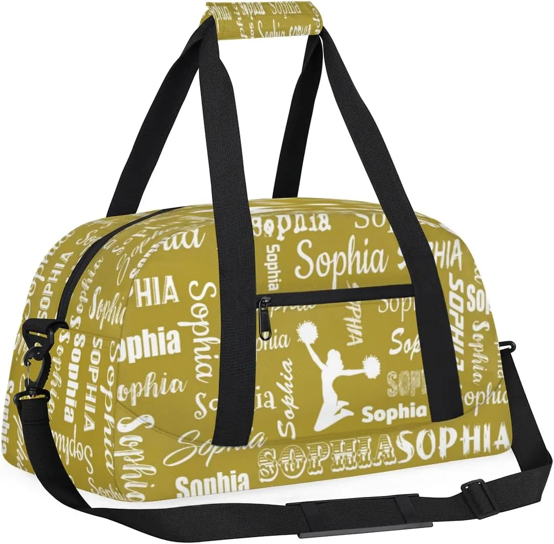 Personalized Cheer Bag Name Custom Sport Duffel Bag Dance Bag, Overnight Weekender Bags Cheerleader Personalized Gymnastics Bag Cheerleading Gifts, Brown