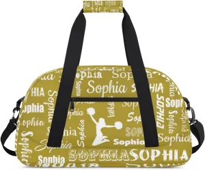Personalized Cheer Bag Name Custom Sport Duffel Bag Dance Bag, Overnight Weekender Bags Cheerleader Personalized Gymnastics Bag Cheerleading Gifts, Brown