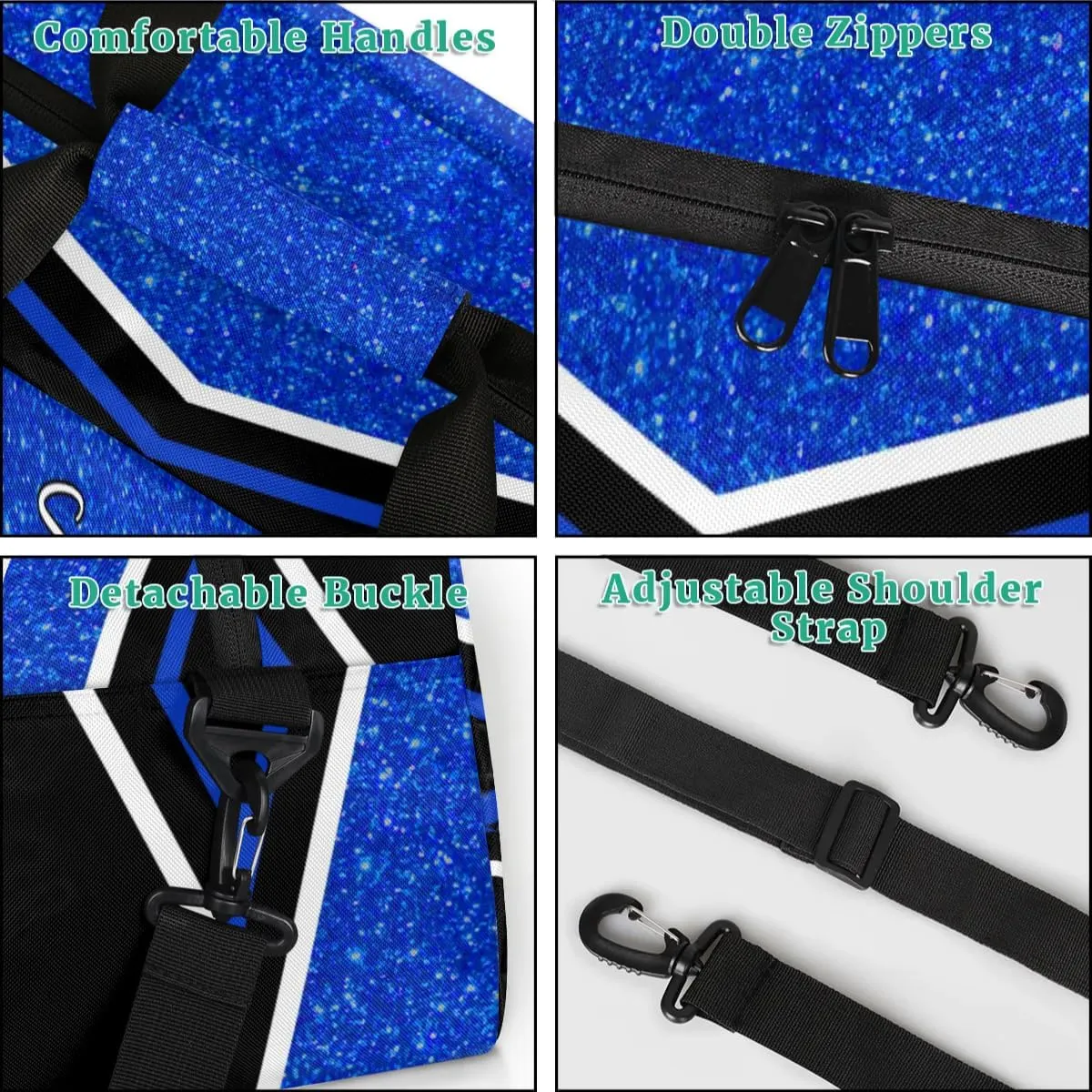 Personalized Cheer Bag with Name Custom Cheerleader Bags Cheer Dance Bag Customize Cheer Duffel Bag Overnight Weekender Bag, Blue
