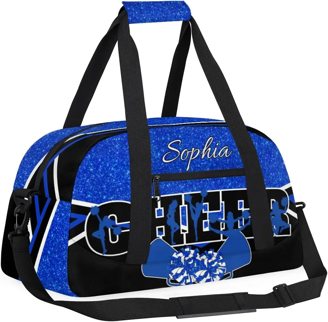 Personalized Cheer Bag with Name Custom Cheerleader Bags Cheer Dance Bag Customize Cheer Duffel Bag Overnight Weekender Bag, Blue