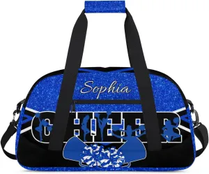 Personalized Cheer Bag with Name Custom Cheerleader Bags Cheer Dance Bag Customize Cheer Duffel Bag Overnight Weekender Bag, Blue
