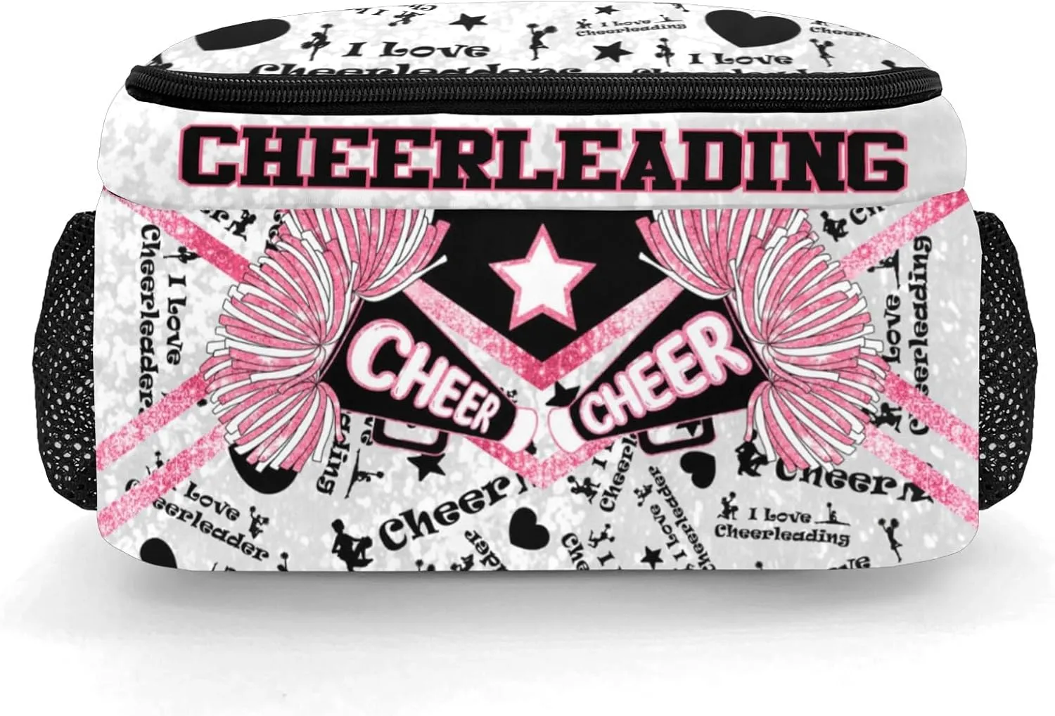 Personalized Cheer Coach Backpack Multifunctional Waterproof Laptop Bag for Boy Girl Travel Gift Cheerleader Pink Black Bling Print