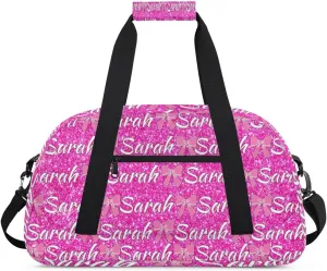 Personalized Cheer Duffel Bags Custom Cheerleader Bag with Name for Sport Events Dance Bag Customized Travel Gym Bag Overnight Weekender Carry-on Bag, Pink Glitter