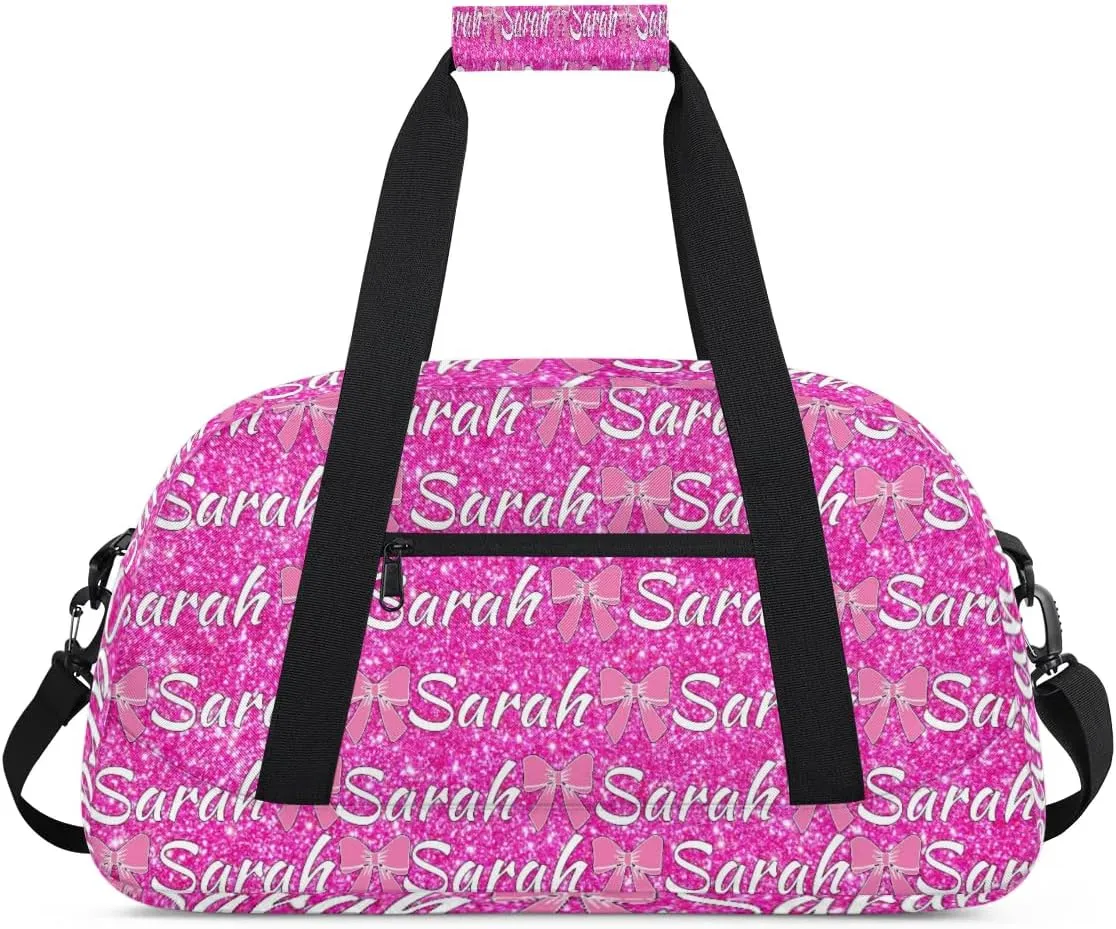 Personalized Cheer Duffel Bags Custom Cheerleader Bag with Name for Sport Events Dance Bag Customized Travel Gym Bag Overnight Weekender Carry-on Bag, Pink Glitter