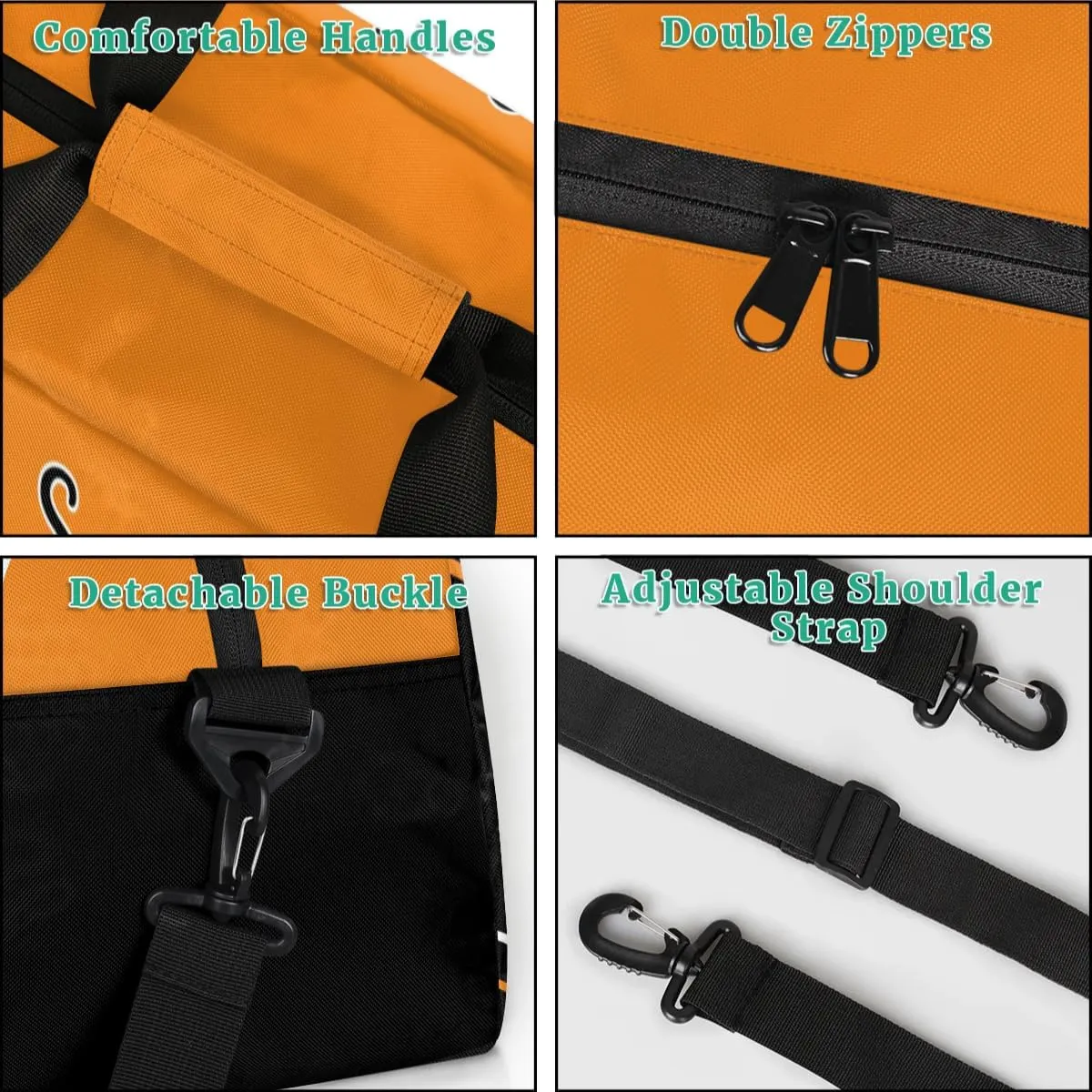Personalized Cheer Duffel Bags Custom Name Sport Bag, Custom Cheerleader Gym Bag, Customize Travel Duffle Bag, Overnight Weekender Bags, Cheerleading Gifts, Black Light Orange