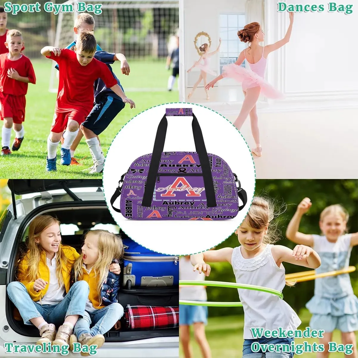 Personalized Cheer Duffle Bag for Cheerleaders, Custom Cheerleading Gym Bag for Women, Cheer Duffel Bag with Name Overnight Weekender Bags Customized Gifts (Dark Purple)