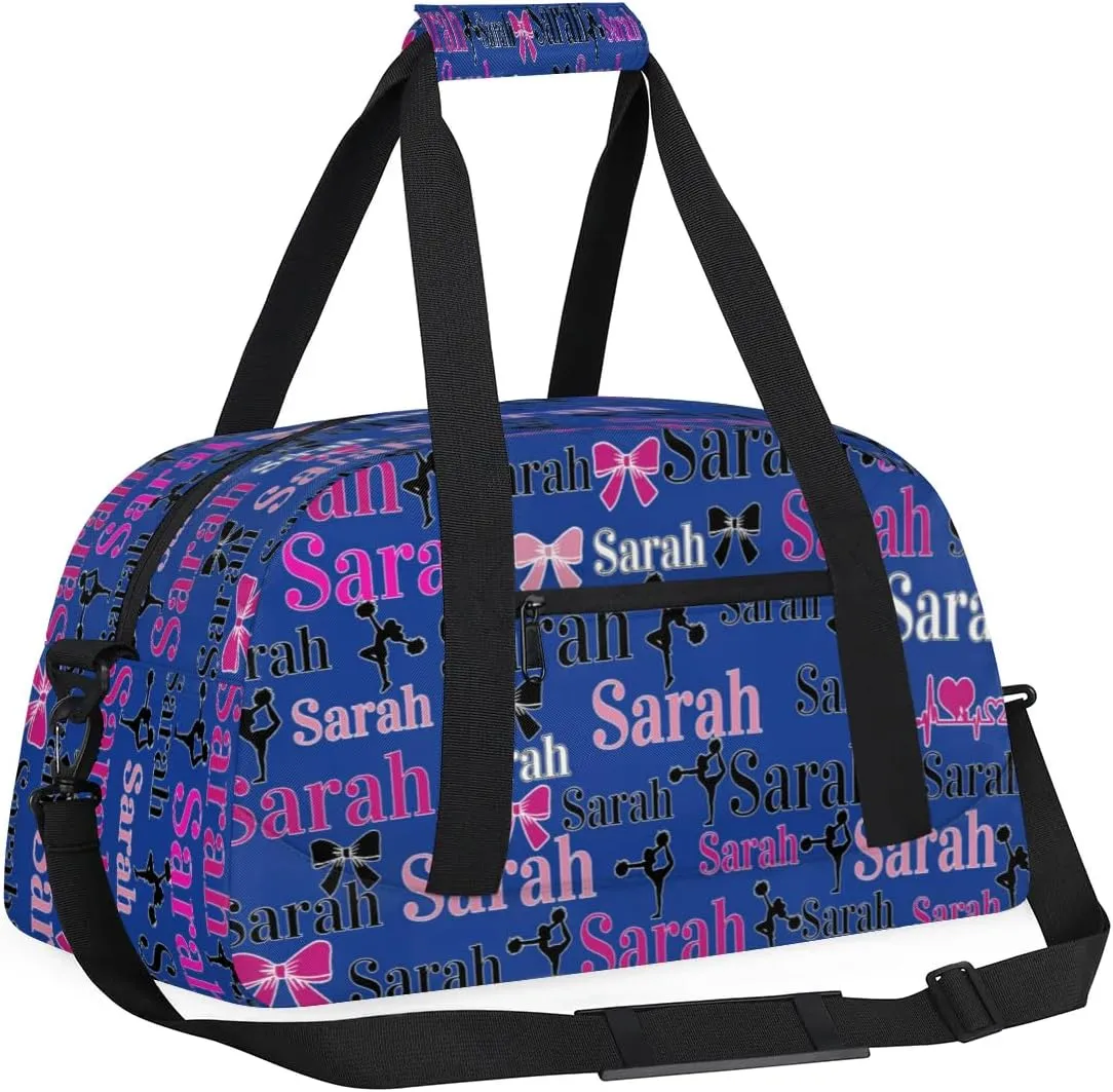 Personalized Cheer Duffle Bags, Custom Cheerleading Gym Bag for Women, Cheer Duffel Bag with Name Overnight Weekender Bags Customized Gifts for Cheerleaders (Cobalt Blue)