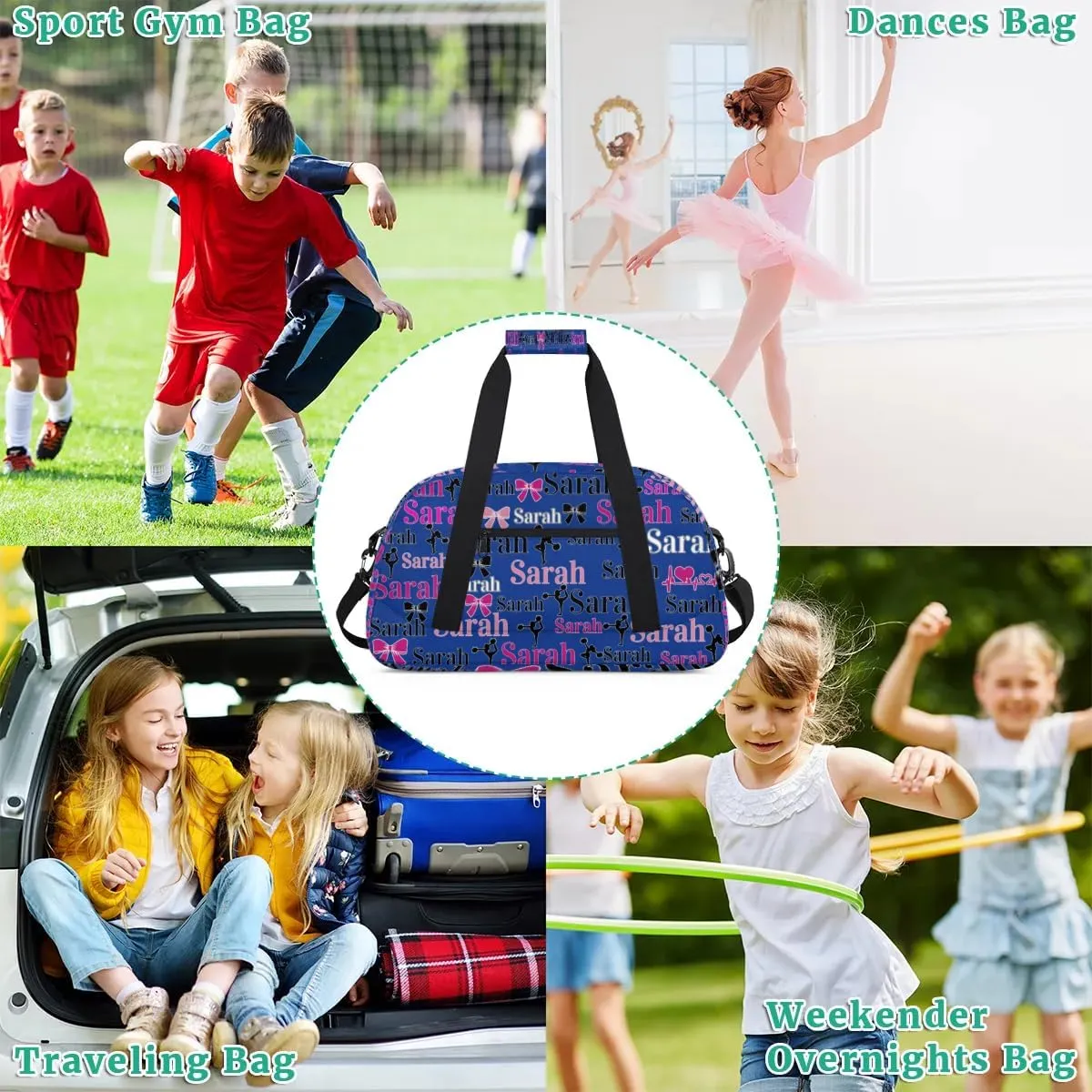 Personalized Cheer Duffle Bags, Custom Cheerleading Gym Bag for Women, Cheer Duffel Bag with Name Overnight Weekender Bags Customized Gifts for Cheerleaders (Cobalt Blue)