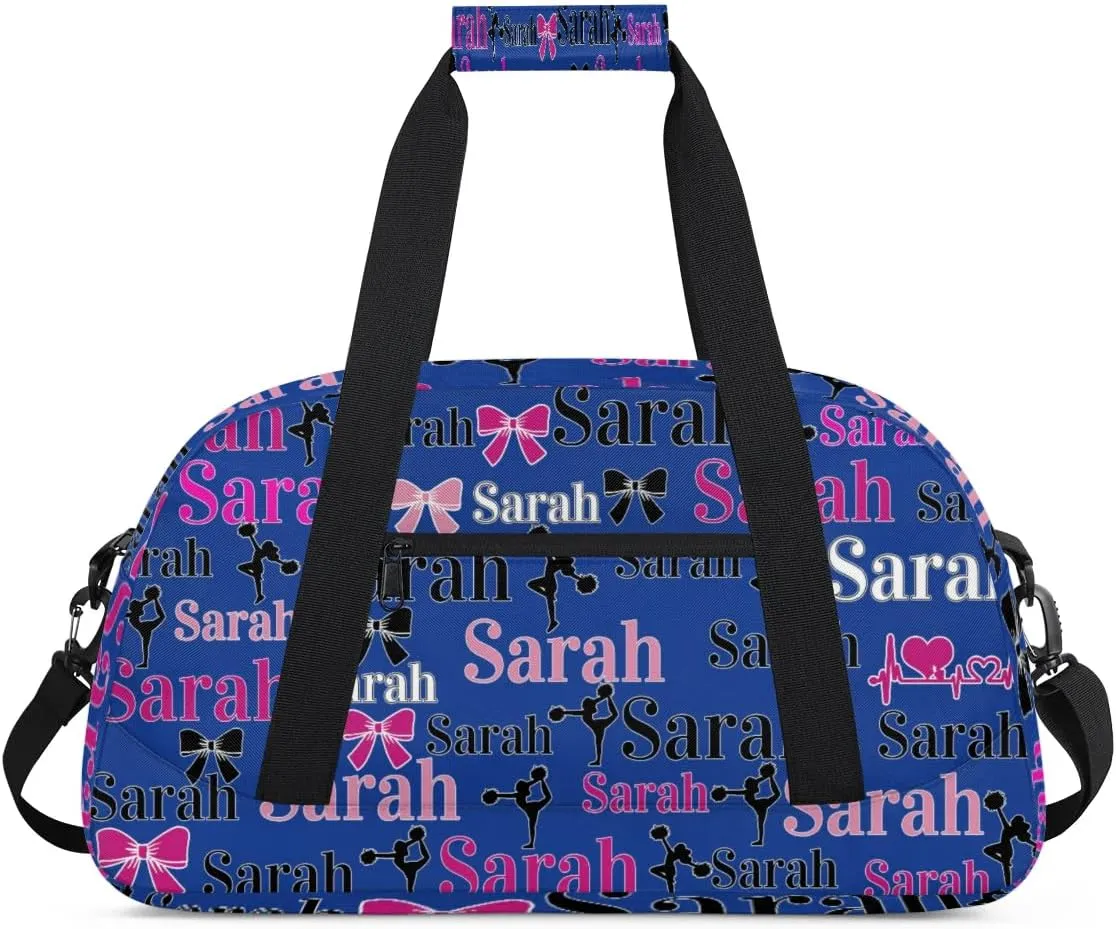 Personalized Cheer Duffle Bags, Custom Cheerleading Gym Bag for Women, Cheer Duffel Bag with Name Overnight Weekender Bags Customized Gifts for Cheerleaders (Cobalt Blue)