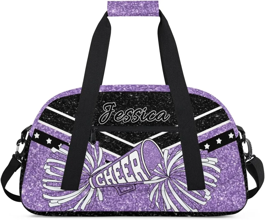 Personalized Cheer Sport Gym Duffel Bags Custom Cheerleadr Bag with Name, Customize Travel Duffle Bags, Overnight Weekender Bag Cheerleading Gifts, Purple
