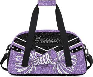 Personalized Cheer Sport Gym Duffel Bags Custom Cheerleadr Bag with Name, Customize Travel Duffle Bags, Overnight Weekender Bag Cheerleading Gifts, Purple
