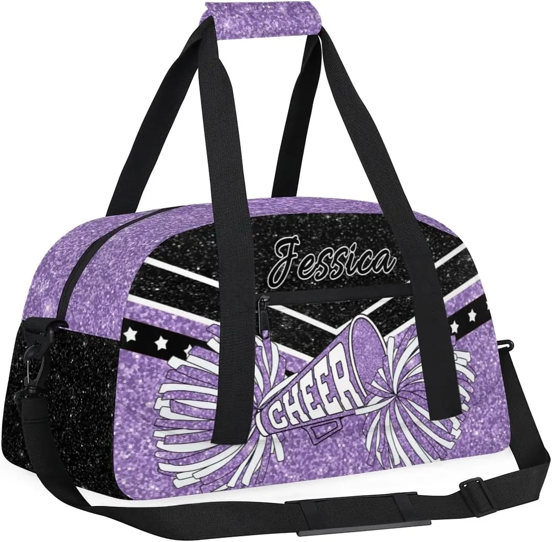 Personalized Cheer Sport Gym Duffel Bags Custom Cheerleadr Bag with Name, Customize Travel Duffle Bags, Overnight Weekender Bag Cheerleading Gifts, Purple