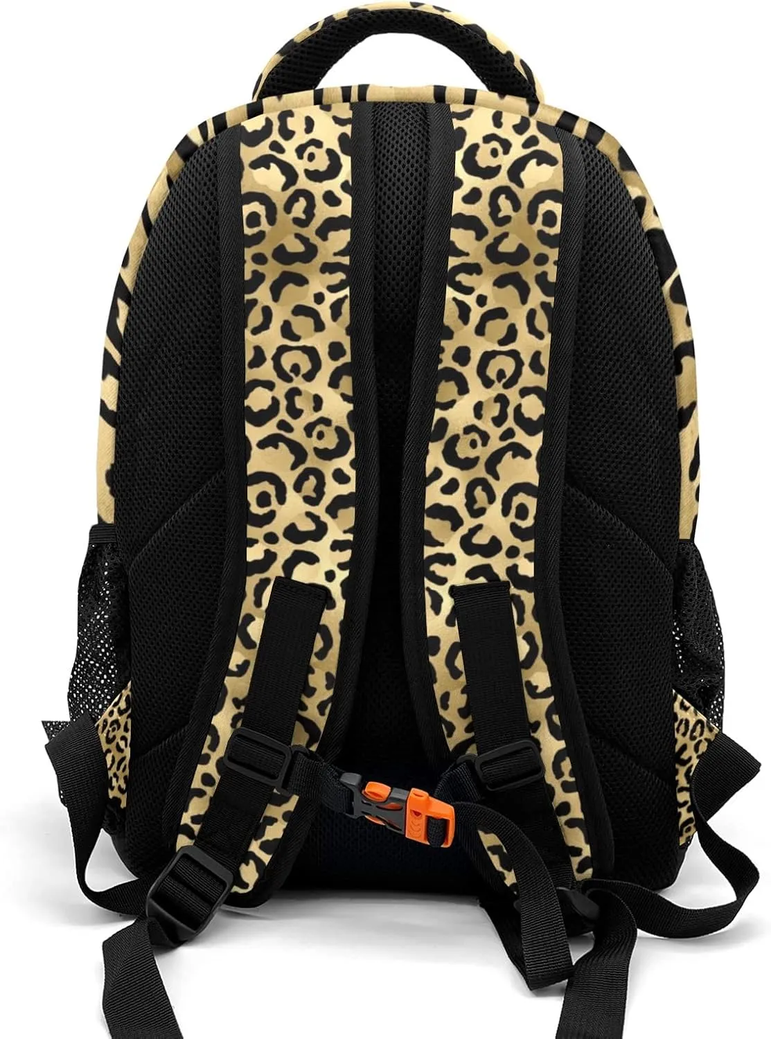 Personalized Cheerleader Backpack Casual Bag Daypack for Women Men Camping Hiking Leopard Print Yellow Cheerleading