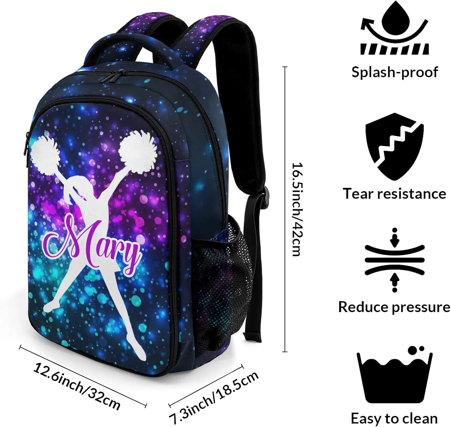 Personalized Cheerleader Backpack Multifunctional Waterproof Laptop Bag for Travel Gift Starly Universy Simple Cheer