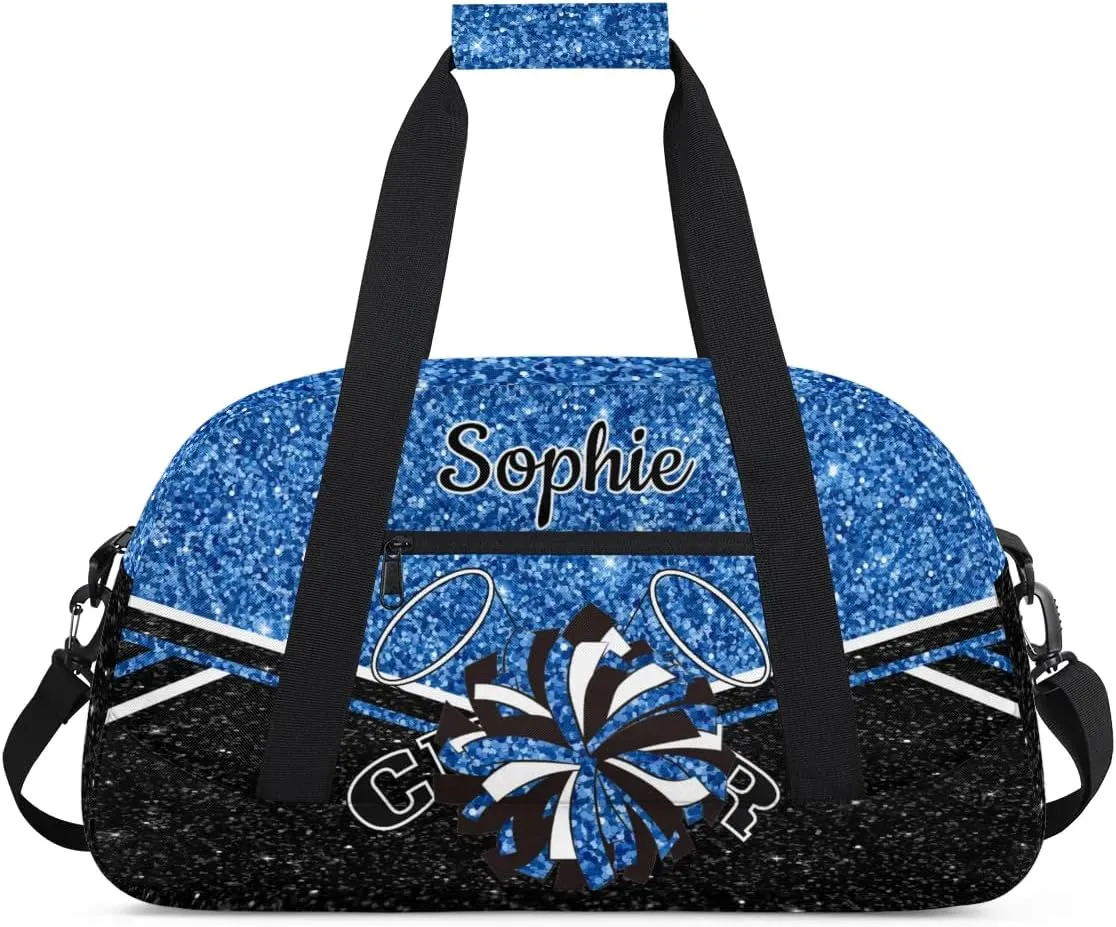 Personalized Cheerleader Bag Custom Cheer Sport Duffel Bags with Your Name Gymnastics Travel Bag Dance Bag Sleepover Weekender Bags, Cobalt Blue