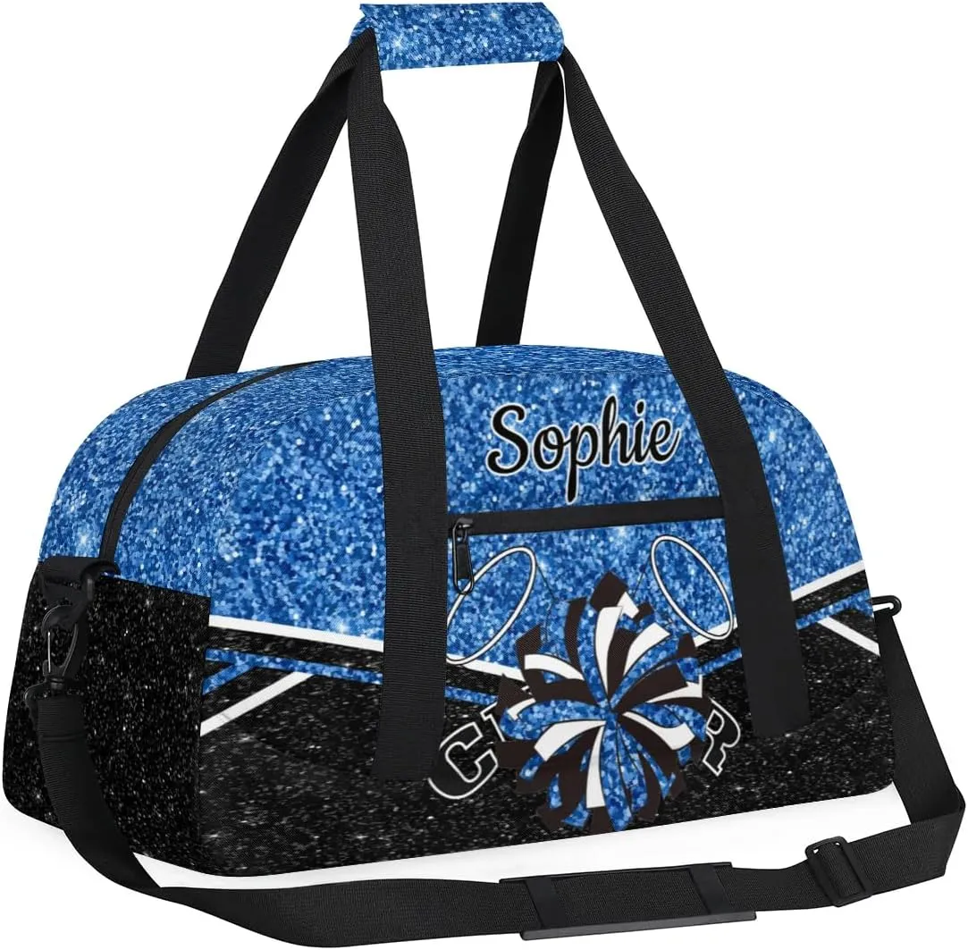 Personalized Cheerleader Bag Custom Cheer Sport Duffel Bags with Your Name Gymnastics Travel Bag Dance Bag Sleepover Weekender Bags, Cobalt Blue