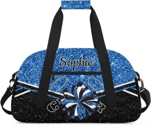 Personalized Cheerleader Bag Custom Cheer Sport Duffel Bags with Your Name Gymnastics Travel Bag Dance Bag Sleepover Weekender Bags, Cobalt Blue