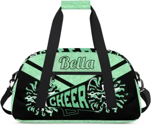 Personalized Cheerleader Bag Custom Sport Duffel Bags with Your Name Gymnastics Travel Bag Dance Bag Sleepover Weekender Bag, Green