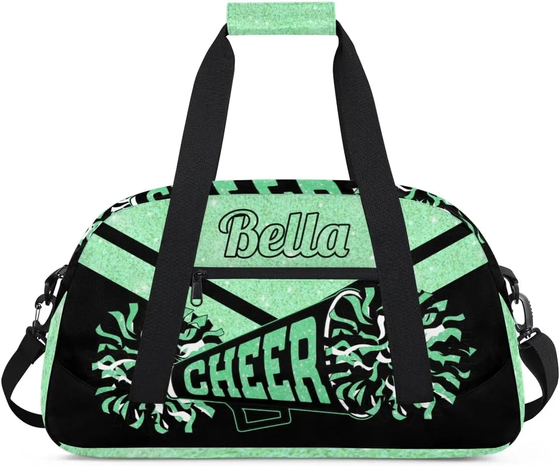 Personalized Cheerleader Bag Custom Sport Duffel Bags with Your Name Gymnastics Travel Bag Dance Bag Sleepover Weekender Bag, Green