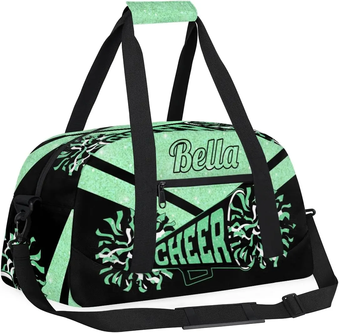 Personalized Cheerleader Bag Custom Sport Duffel Bags with Your Name Gymnastics Travel Bag Dance Bag Sleepover Weekender Bag, Green