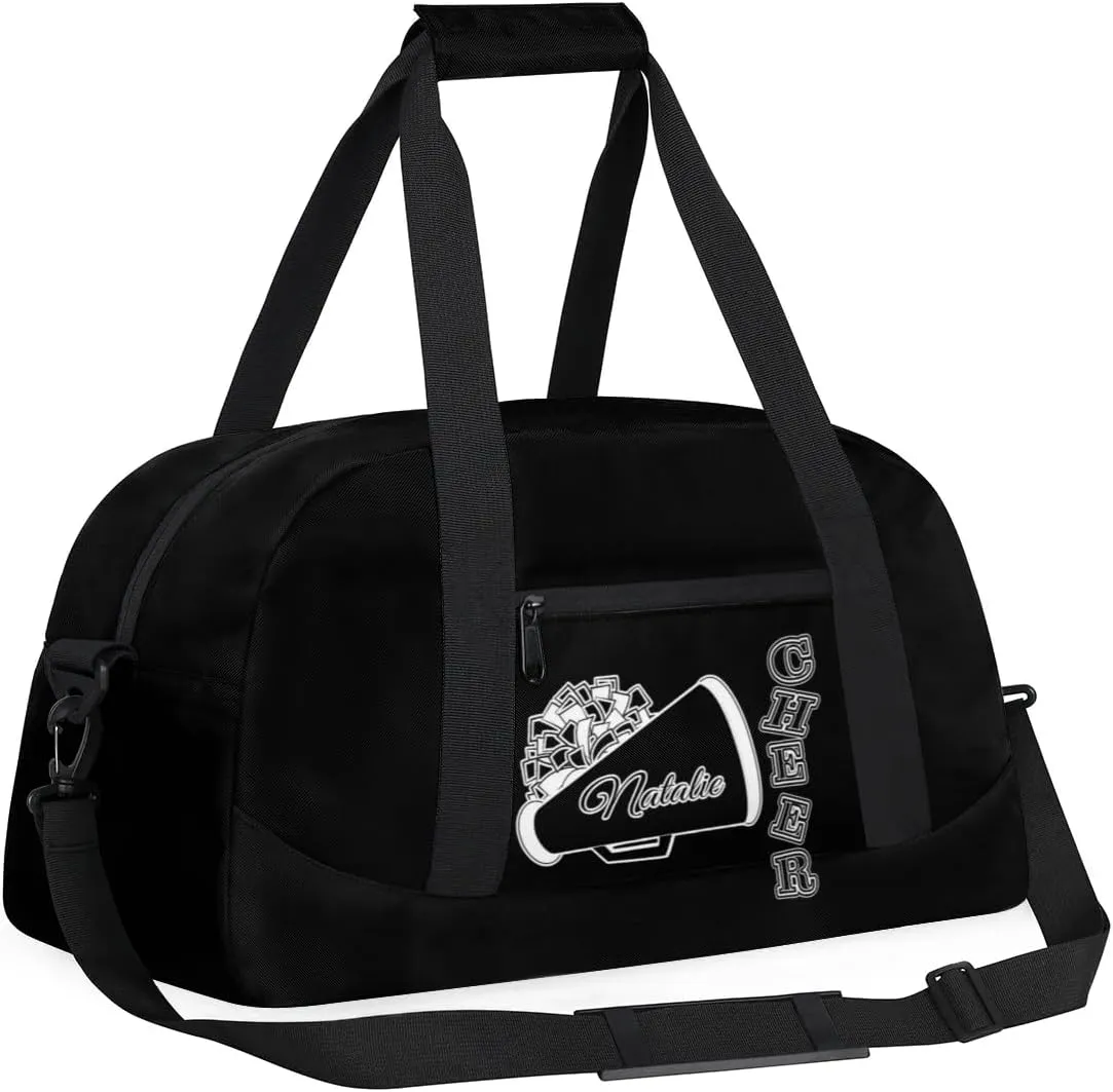 Personalized Cheerleader Sports Duffel Bags Custom Gymnastics Name Gym Dance Bags Customized Cheer Ballet Gift Overnight Weekender Bag, Black
