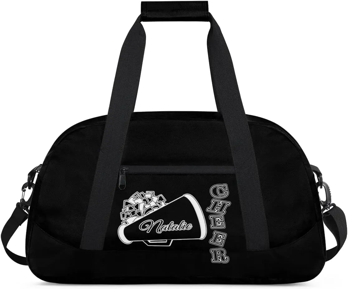 Personalized Cheerleader Sports Duffel Bags Custom Gymnastics Name Gym Dance Bags Customized Cheer Ballet Gift Overnight Weekender Bag, Black