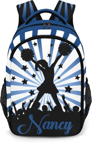 Personalized Cheerleaders Backpack Multifunctional Waterproof Laptop Bag for Travel Gift Shine Stripes Navy Cheer