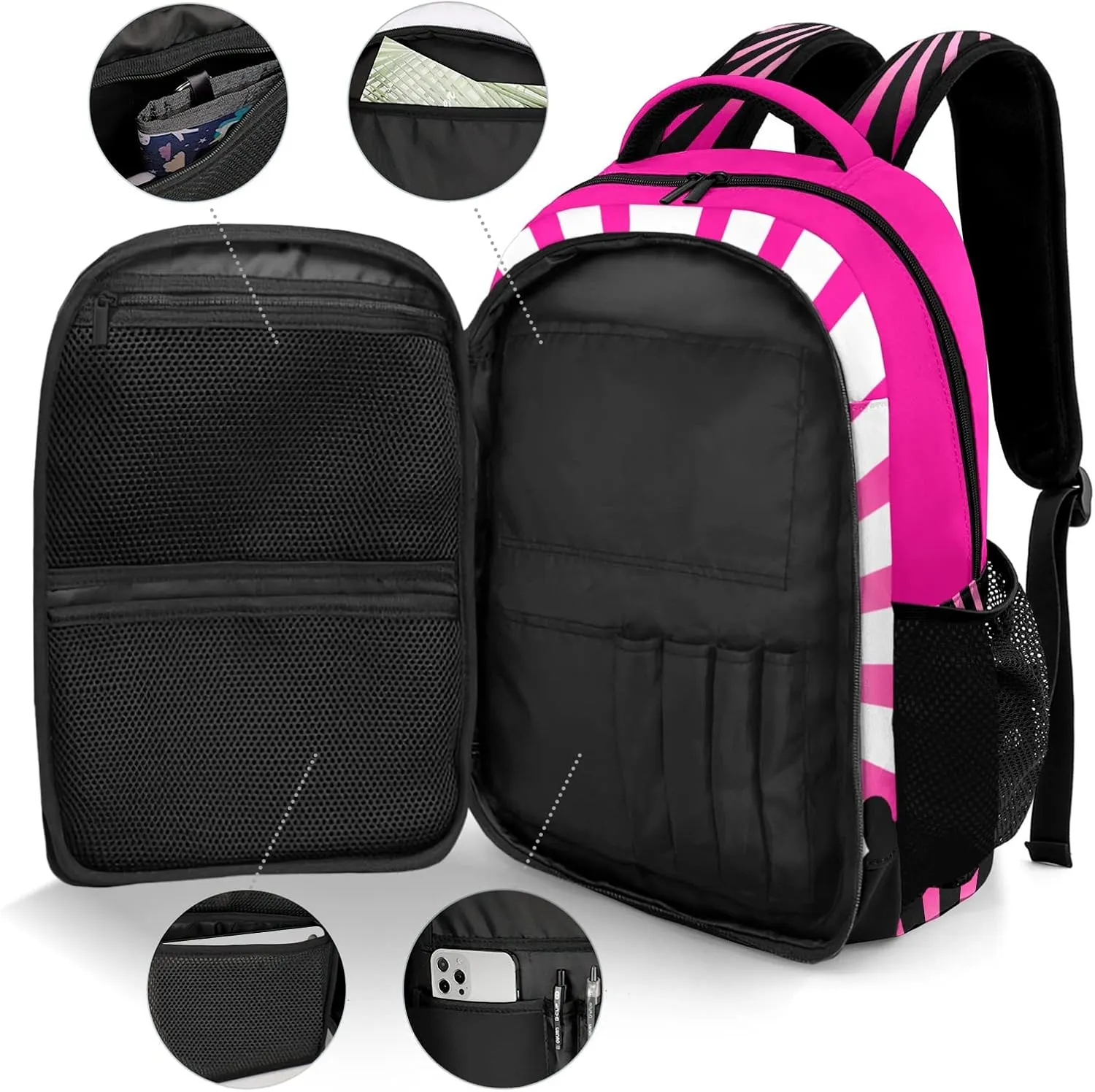 Personalized Cheerleaders Backpack Multifunctional Waterproof Laptop Bag for Travel Gift Stripes Shine Cheerleading