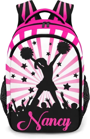 Personalized Cheerleaders Backpack Multifunctional Waterproof Laptop Bag for Travel Gift Stripes Shine Cheerleading
