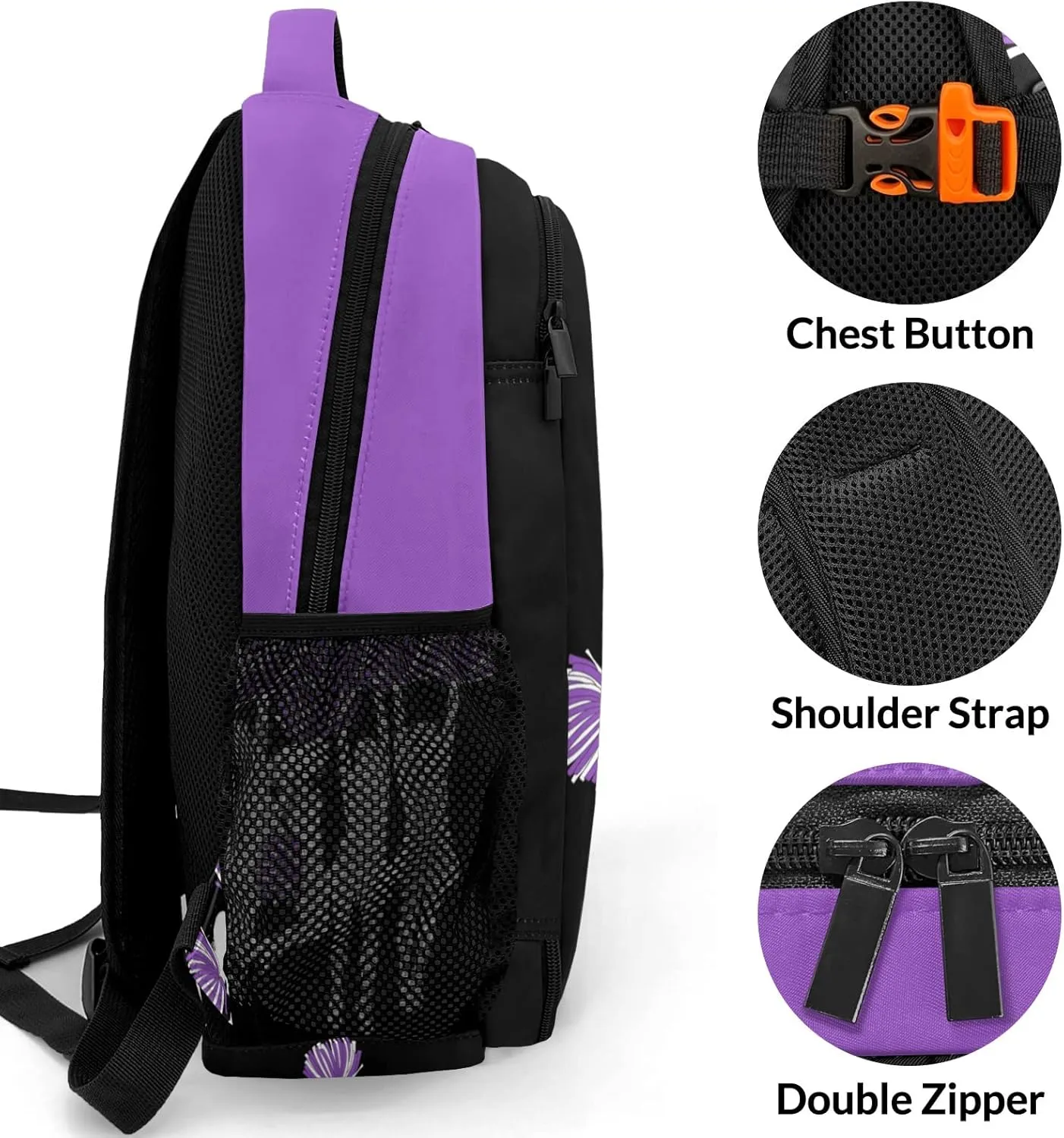 personalized Cheerleaders Cheer Pom Purple Backpack Custom Name Large Capacity Shoulder Bags for Sports Party