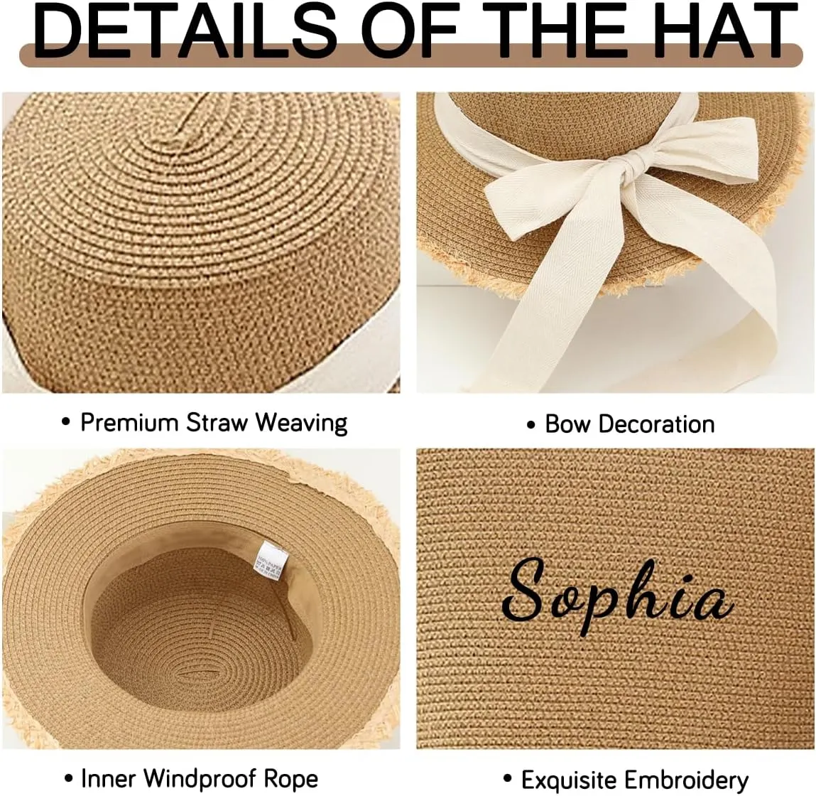 Personalized Custom Womens Summer Straw Hat and Tote Bag Set