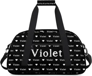 Personalized Duffel Bag Custom Sport Gym Travel Bags for Women Men, Customized Name Overnight Bags Weekender Bag, Black