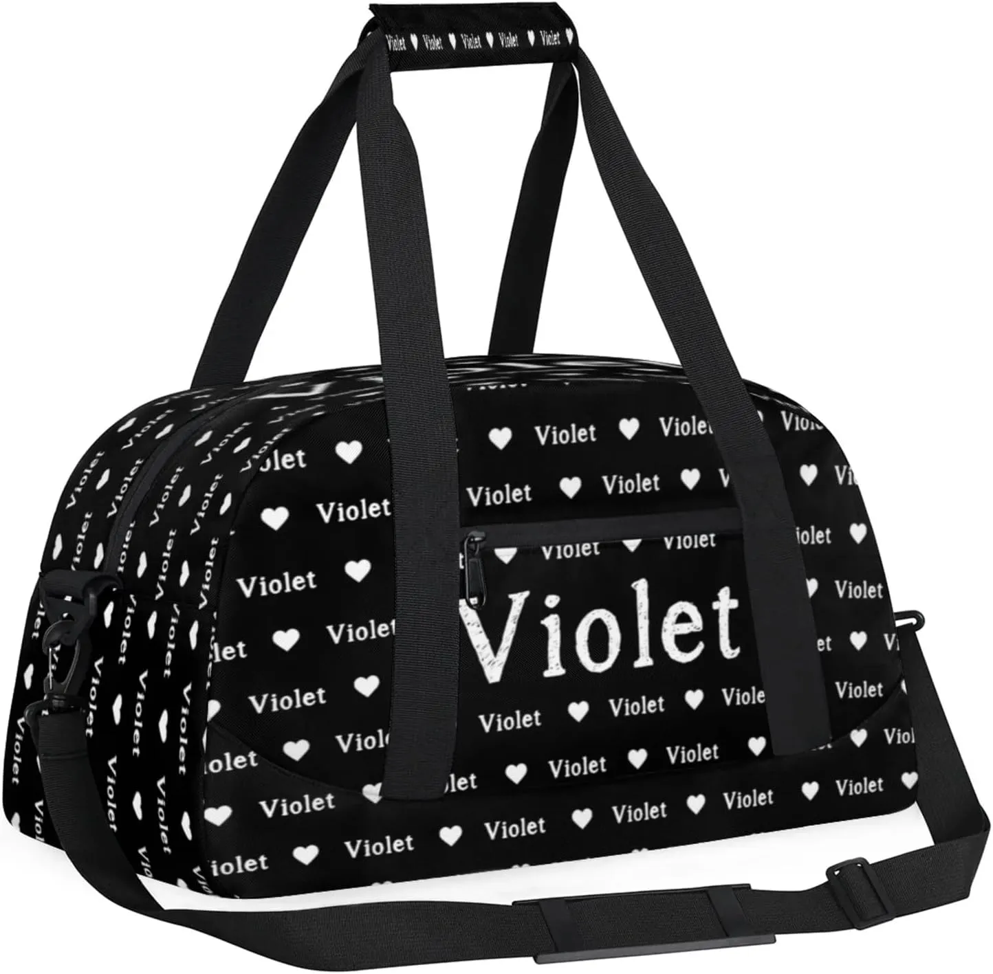 Personalized Duffel Bag Custom Sport Gym Travel Bags for Women Men, Customized Name Overnight Bags Weekender Bag, Black